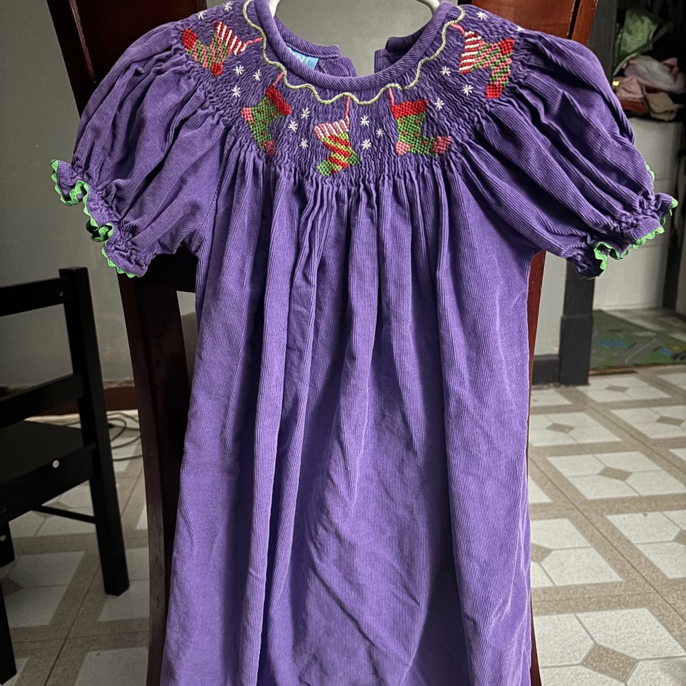 Anavini hand smocked vintage Christmas dress